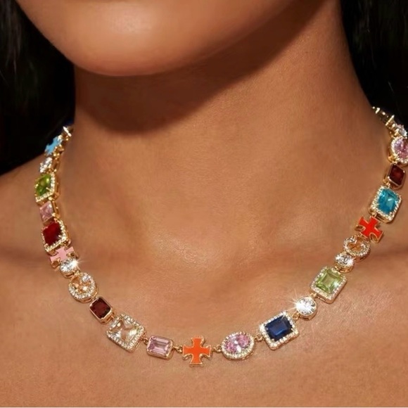 Multicolor Gemstone Necklace 16inch - Picture 3 of 3